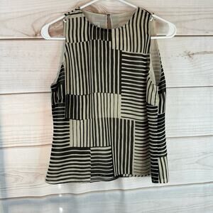 Vintage Jones Wear Black & Cream Sleeveless Blouse Size 6